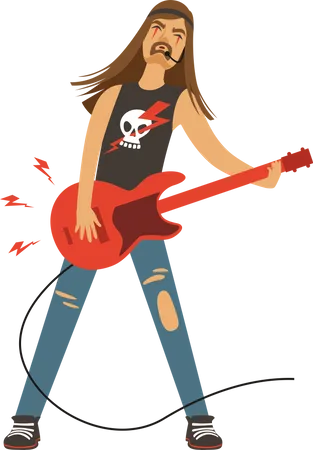 Funny Cartoon Character Rock Band Musician Famous Illustration