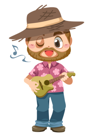 Man Playing Guitar  Illustration