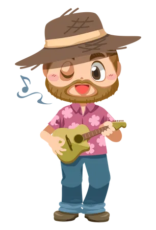 Man Playing Guitar  Illustration