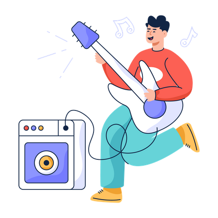 Man Playing Guitar  Illustration