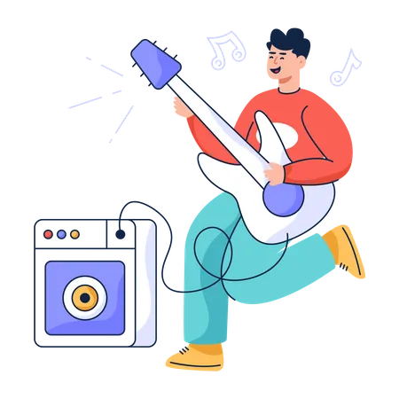 Man Playing Guitar  Illustration