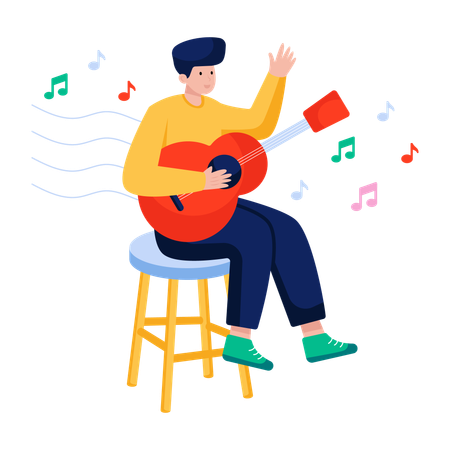 Man playing Guitar  Illustration