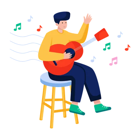 Man playing Guitar  Illustration