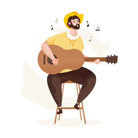 Man Playing Guitar  Illustration