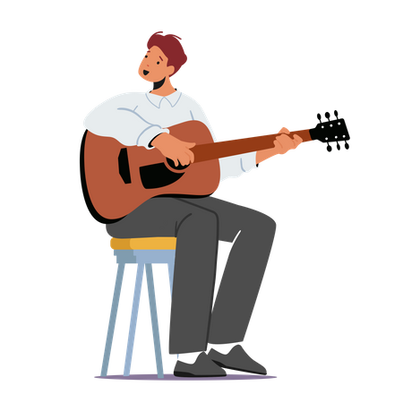Man Playing Guitar  イラスト