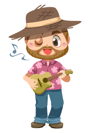 Man Playing Guitar  Illustration
