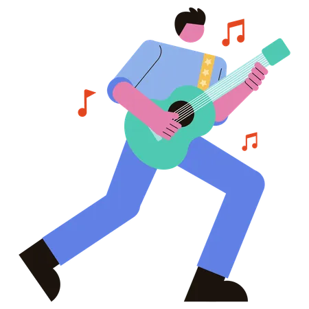 Man Playing Guitar instrument  Illustration