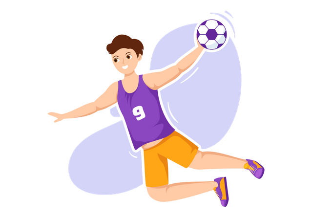Man Playing Handball Illustration