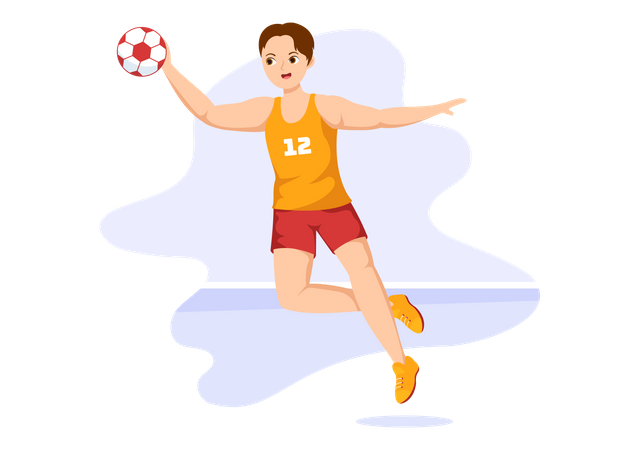 Man Playing Handball Illustration