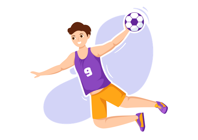 Man Playing Handball  Illustration