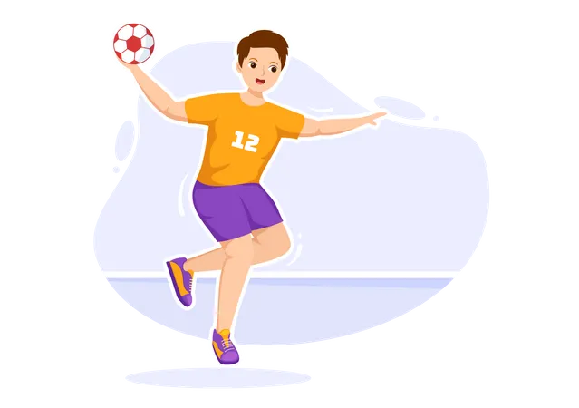 Man Playing Handball  Illustration