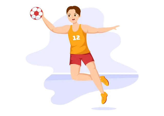 Man Playing Handball  Illustration