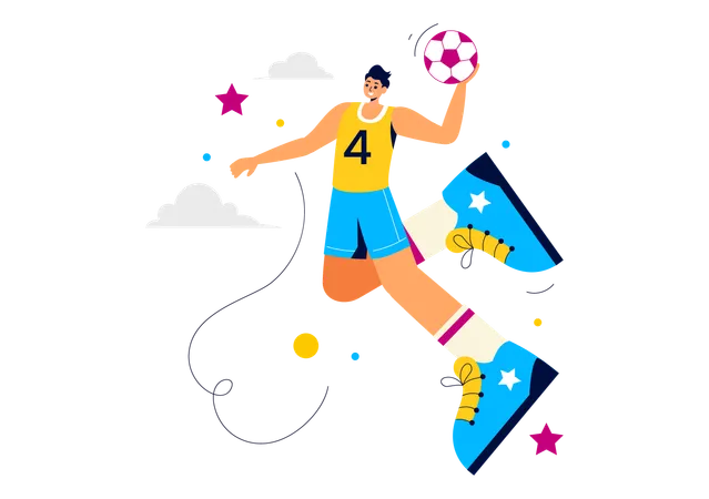 Man Playing Handball  Illustration