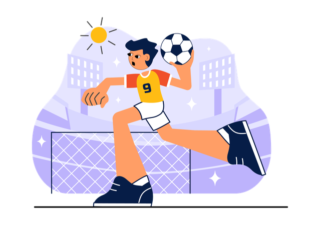 Man playing Handball Sports  Illustration