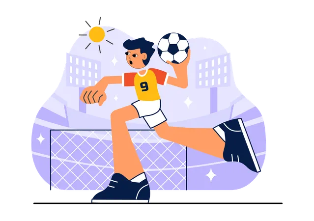 Man playing Handball Sports  Illustration