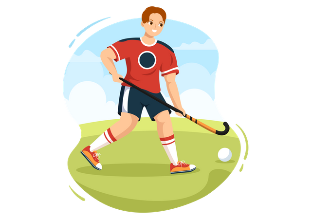 Man Playing Hockey Illustration
