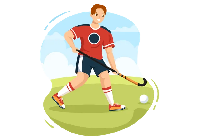Man Playing Hockey  Illustration