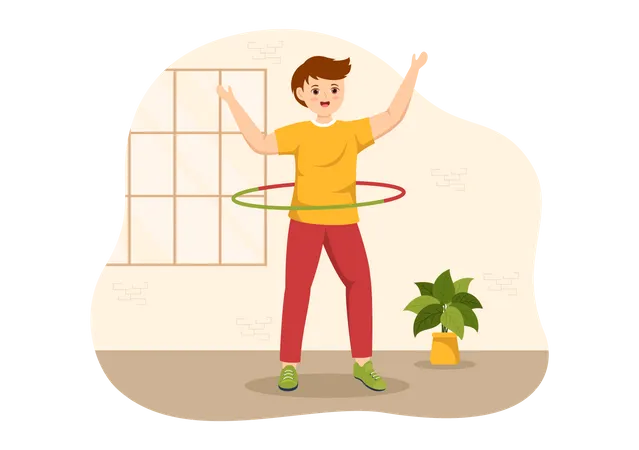 Man Playing Hula Hoop Illustration
