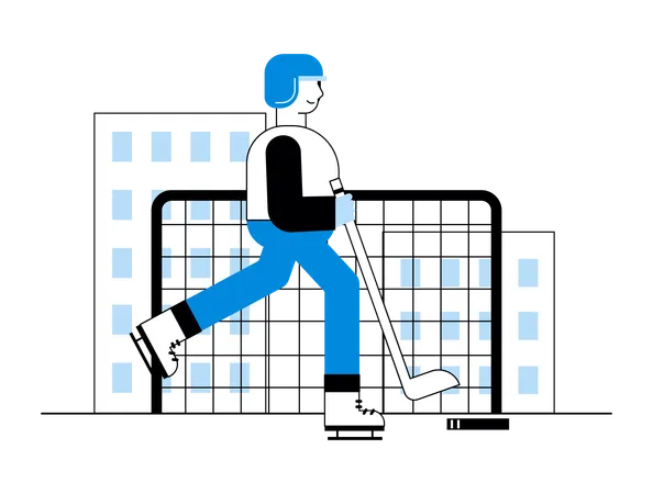 Man Playing Ice Hockey  Illustration