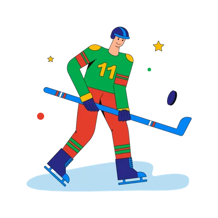 Man playing ice hockey  Illustration