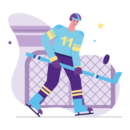 Man playing ice hockey  Illustration