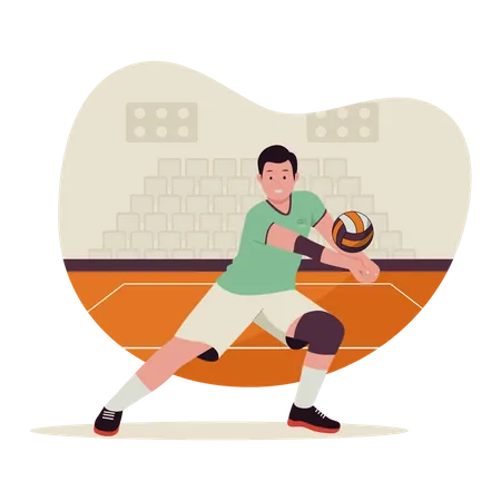 Man playing in volleyball competition  Illustration