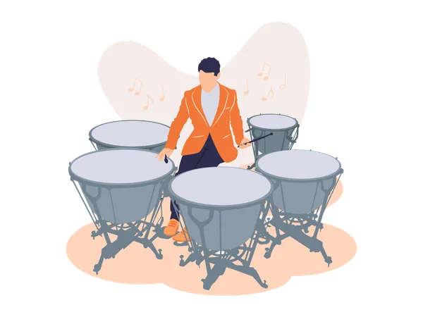 Man playing kettledrum  Illustration