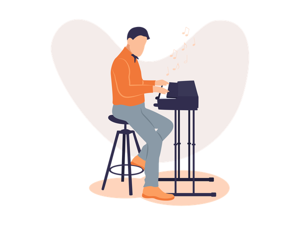 Man playing keyboard  Illustration