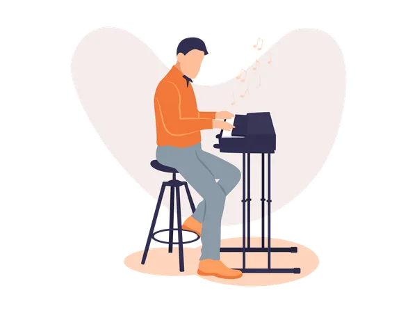 Man playing keyboard  Illustration