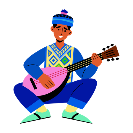 Man playing lute  Illustration