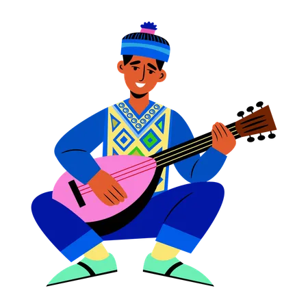 Man playing lute  Illustration