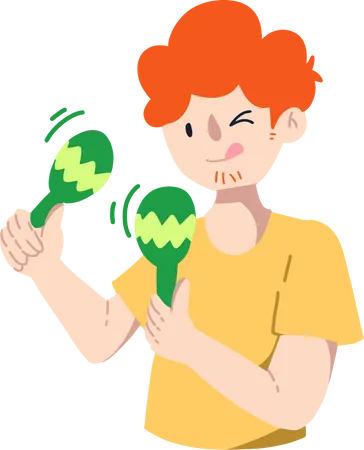 Man Playing Maracas  Illustration