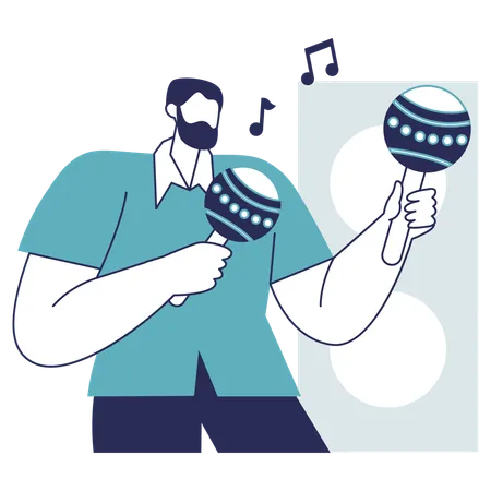 Man Playing Maracas  Illustration