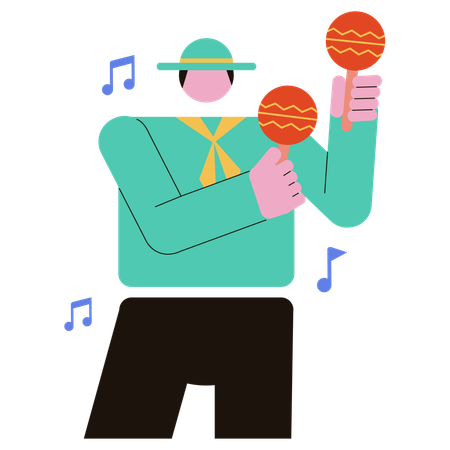 Man playing Maracas instrument  Illustration