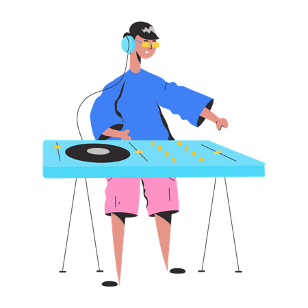 Man playing Music DJ  일러스트레이션