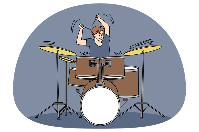 Man playing on drum with sticks  Illustration