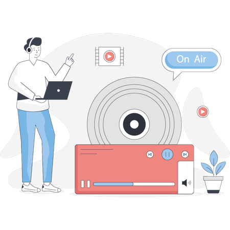 Man  playing online music  Illustration