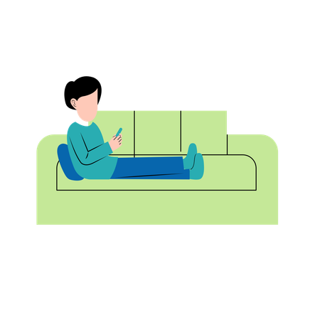 Man playing phone on sofa  Illustration