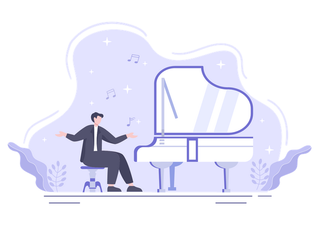 Man playing piano  Illustration