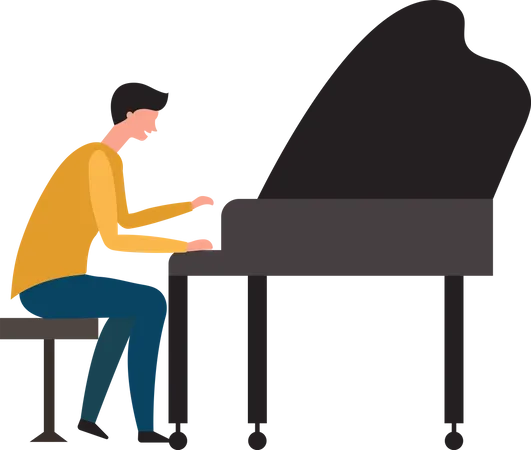 Man playing piano Illustration