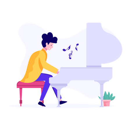 Man playing piano  Illustration