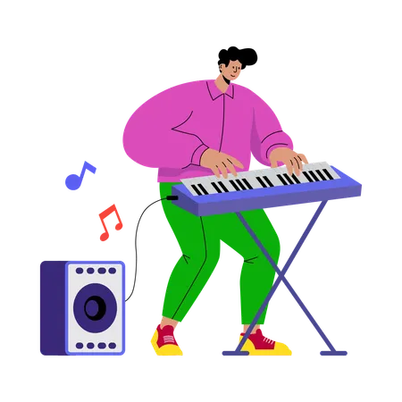 Man playing piano  Illustration
