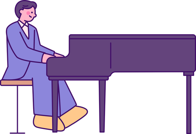 Man playing piano  Illustration