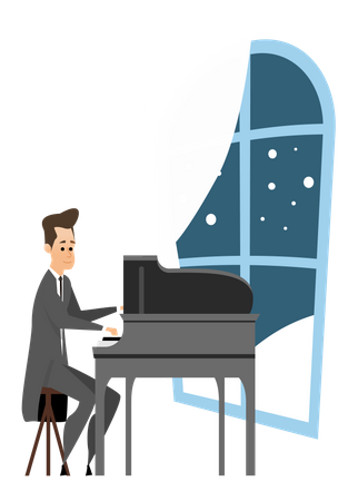 Man playing piano  Illustration