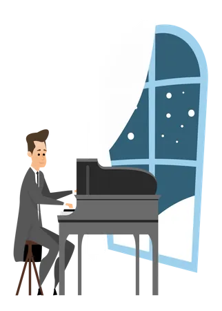 Man playing piano  Illustration