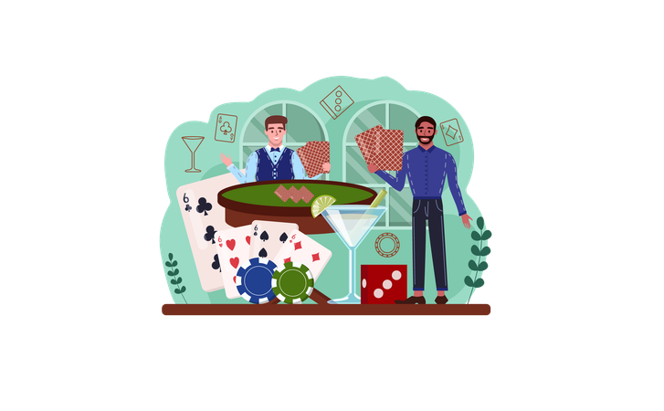 Man playing poker cards  Illustration