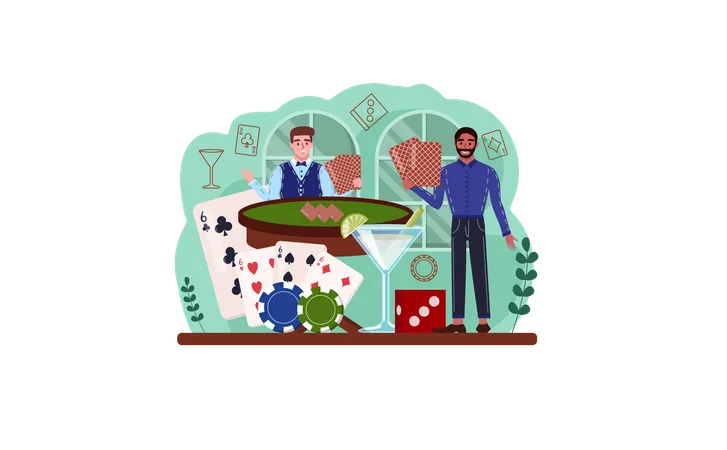 Man playing poker cards  Illustration