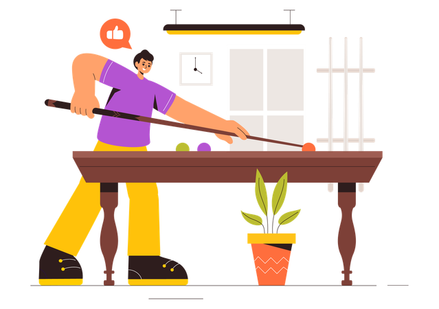 Man Playing Pool Game  Illustration