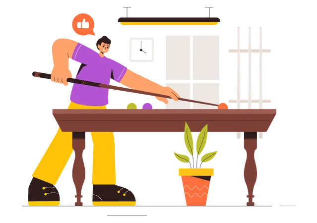 Man Playing Pool Game  Illustration