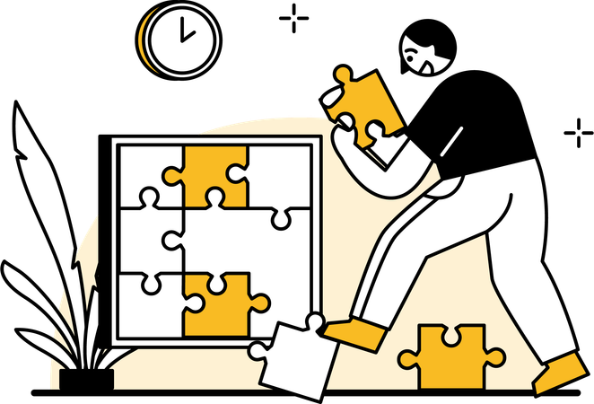 Man playing puzzle  Illustration